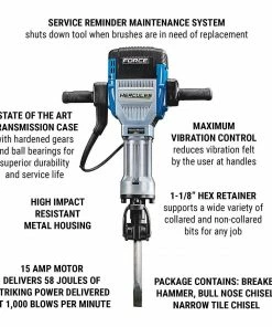 Coupon 👏 HERCULES 15 Amp 66 Lb. 1-1/8 in. Hex Breaker 🔨 Hammer with Maximum Vibration Control 😉 -Hercules Store 56407 W2