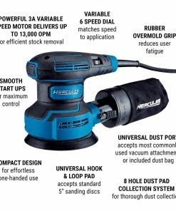 Brand new 💯 HERCULES 3 Amp 5 in. Random Orbital Palm Sander with Soft Start ⌛ -Hercules Store 56458 W2