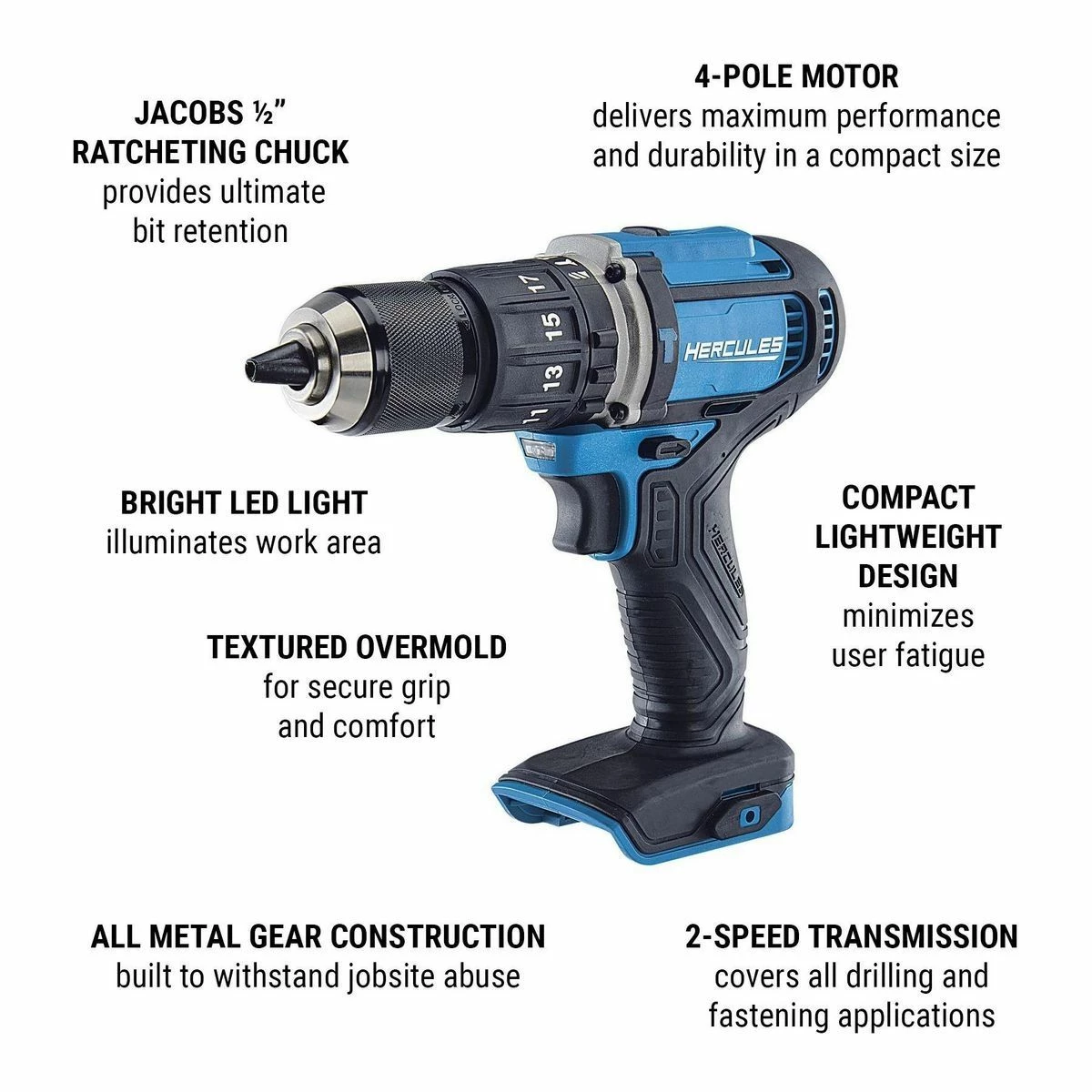 Best deal 💯 HERCULES 20V Cordless 1/2 in. Compact Variable Speed 🔨 Hammer Drill/Driver - Tool Only ❤️ 6 Best deal 💯 HERCULES 20V Cordless 1/2 in. Compact Variable Speed 🔨 Hammer Drill/Driver - Tool Only ❤️ - Image 5