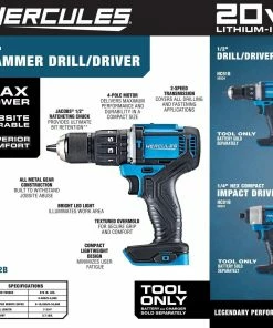 Best deal 💯 HERCULES 20V Cordless 1/2 in. Compact Variable Speed 🔨 Hammer Drill/Driver - Tool Only ❤️ 18 Best deal 💯 HERCULES 20V Cordless 1/2 in. Compact Variable Speed 🔨 Hammer Drill/Driver - Tool Only ❤️ -Hercules Store 56533 W2SS