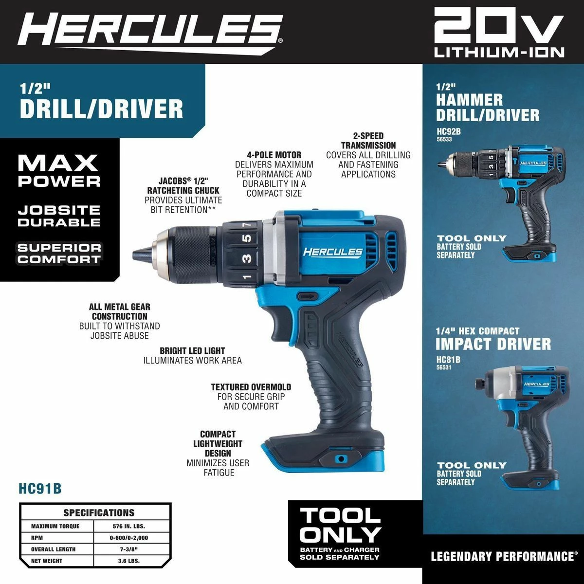 Best Sale ✨ HERCULES 20V Cordless 1/2 in. Compact Drill/Driver - Tool Only ❤️ 9 Best Sale ✨ HERCULES 20V Cordless 1/2 in. Compact Drill/Driver - Tool Only ❤️ - Image 7