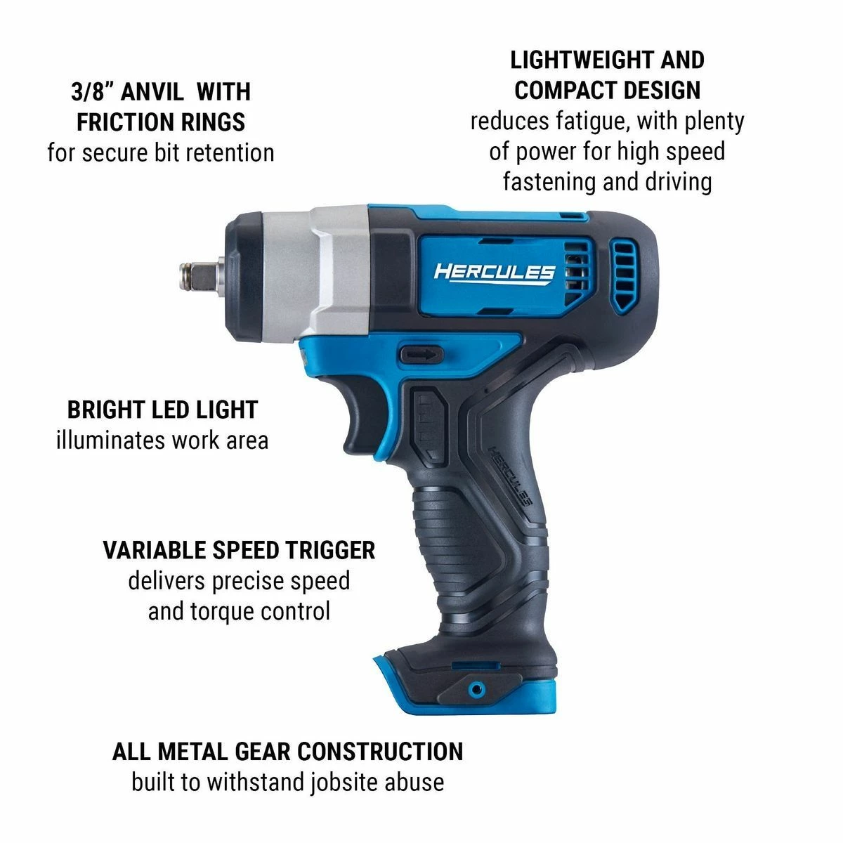 Best deal ⌛ HERCULES 12V Cordless 3/8 in. Compact Impact 🔧 Wrench, Blue - Tool Only 🛒 7 Best deal ⌛ HERCULES 12V Cordless 3/8 in. Compact Impact 🔧 Wrench, Blue - Tool Only 🛒 - Image 5