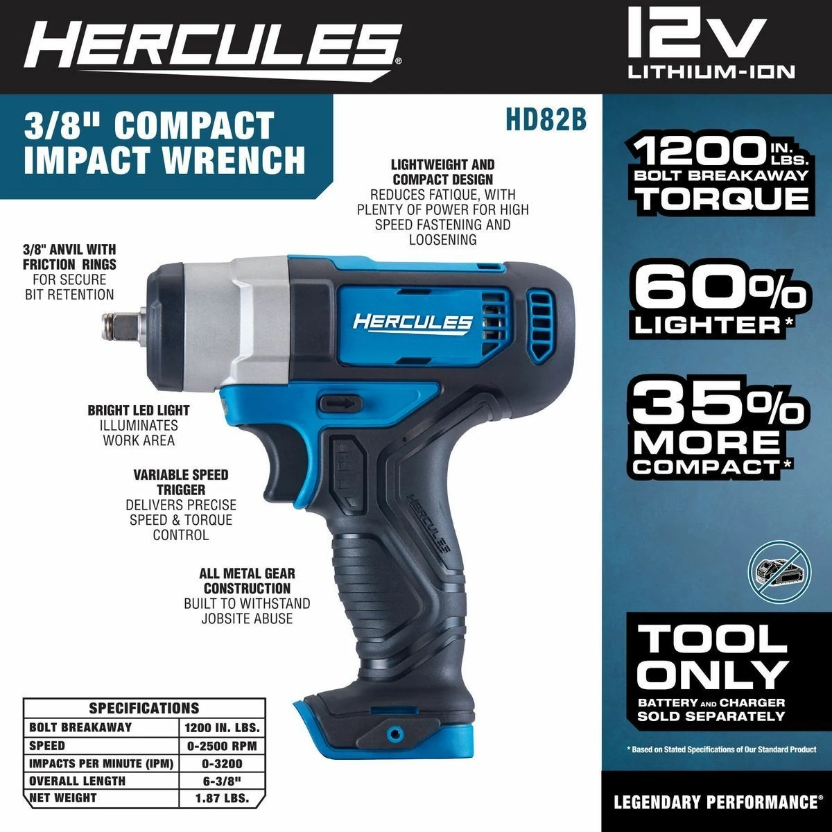 Best deal ⌛ HERCULES 12V Cordless 3/8 in. Compact Impact 🔧 Wrench, Blue - Tool Only 🛒 8 Best deal ⌛ HERCULES 12V Cordless 3/8 in. Compact Impact 🔧 Wrench, Blue - Tool Only 🛒 - Image 6