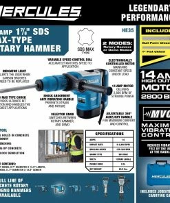 Buy ❤️ HERCULES 14 Amp 1-7/8 in. SDS Max-Type Variable Speed Rotary 🔨 Hammer with Maximum Vibration Control 🔔 -Hercules Store 56845 W2SS