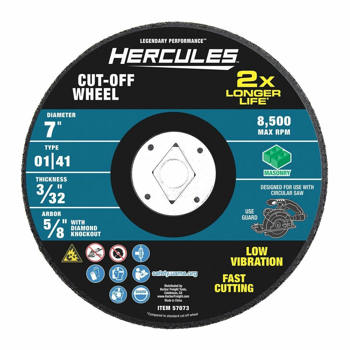 Cheap π HERCULES 7 in. x 3/32 in. x 5/8 in. Type 01/41 Masonry Cut-off Wheel π 4 Cheap π HERCULES 7 in. x 3/32 in. x 5/8 in. Type 01/41 Masonry Cut-off Wheel π - Image 2