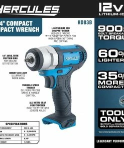 Promo 👍 HERCULES 12V Cordless 1/4 in. Compact Impact 🔧 Wrench - Tool Only 😍 -Hercules Store 57242 W2SS