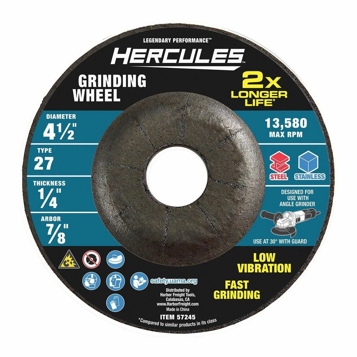 Top 10 🔥 HERCULES 4-1/2 in. x 1/4 in. x 7/8 in. Type 27 Metal Grinding Wheel 🎁 4 Top 10 🔥 HERCULES 4-1/2 in. x 1/4 in. x 7/8 in. Type 27 Metal Grinding Wheel 🎁 - Image 2