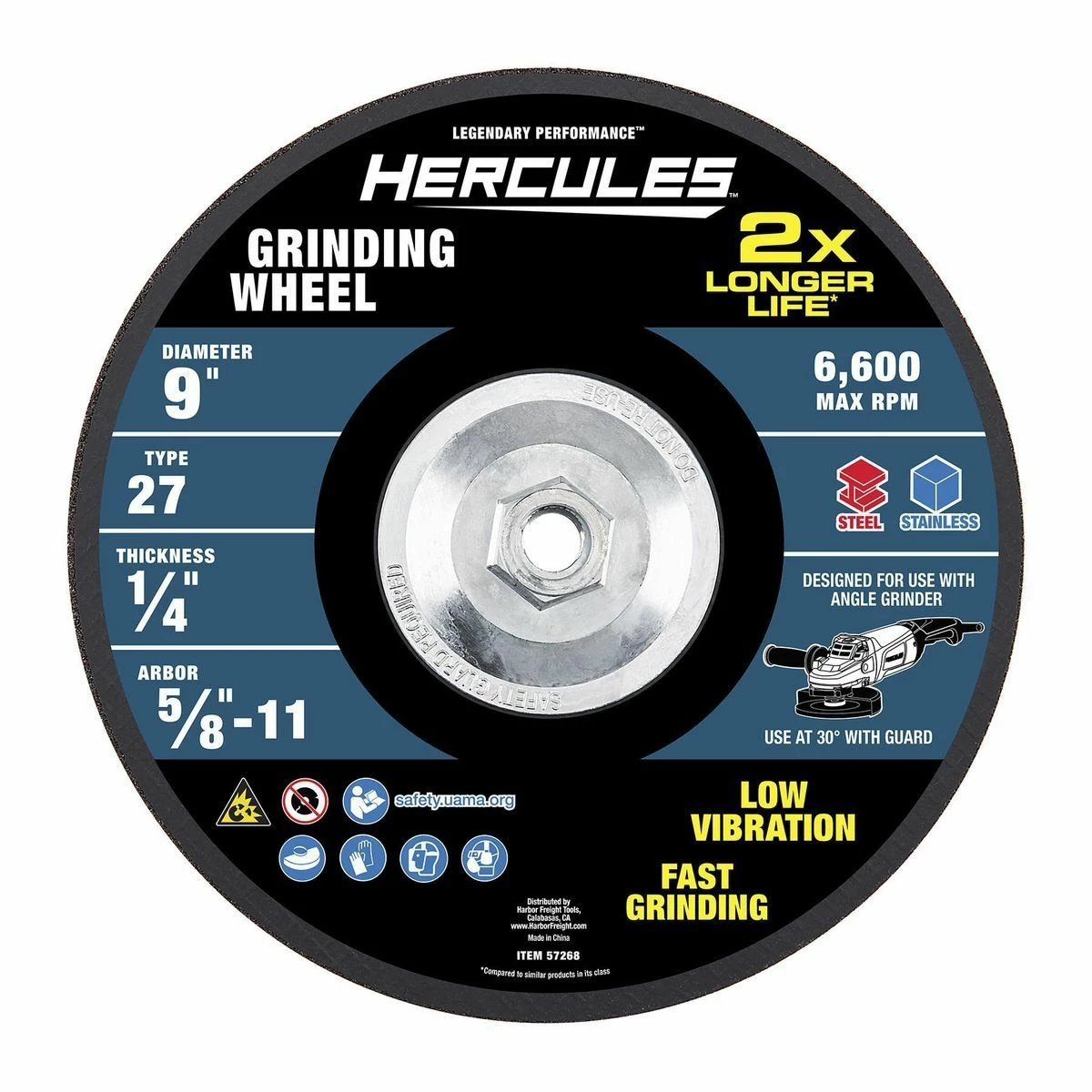 Cheapest 😀 HERCULES 9 in. x 1/4 in. x 5/8-11 in. Type 27 Metal Grinding Wheel ❤️ 4 Cheapest 😀 HERCULES 9 in. x 1/4 in. x 5/8-11 in. Type 27 Metal Grinding Wheel ❤️ - Image 2