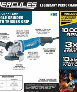 New 👍 HERCULES 13 Amp 4-1/2 in. to 6 in. Trigger Grip Angle Grinder 🌟 -Hercules Store 57348 W2SS