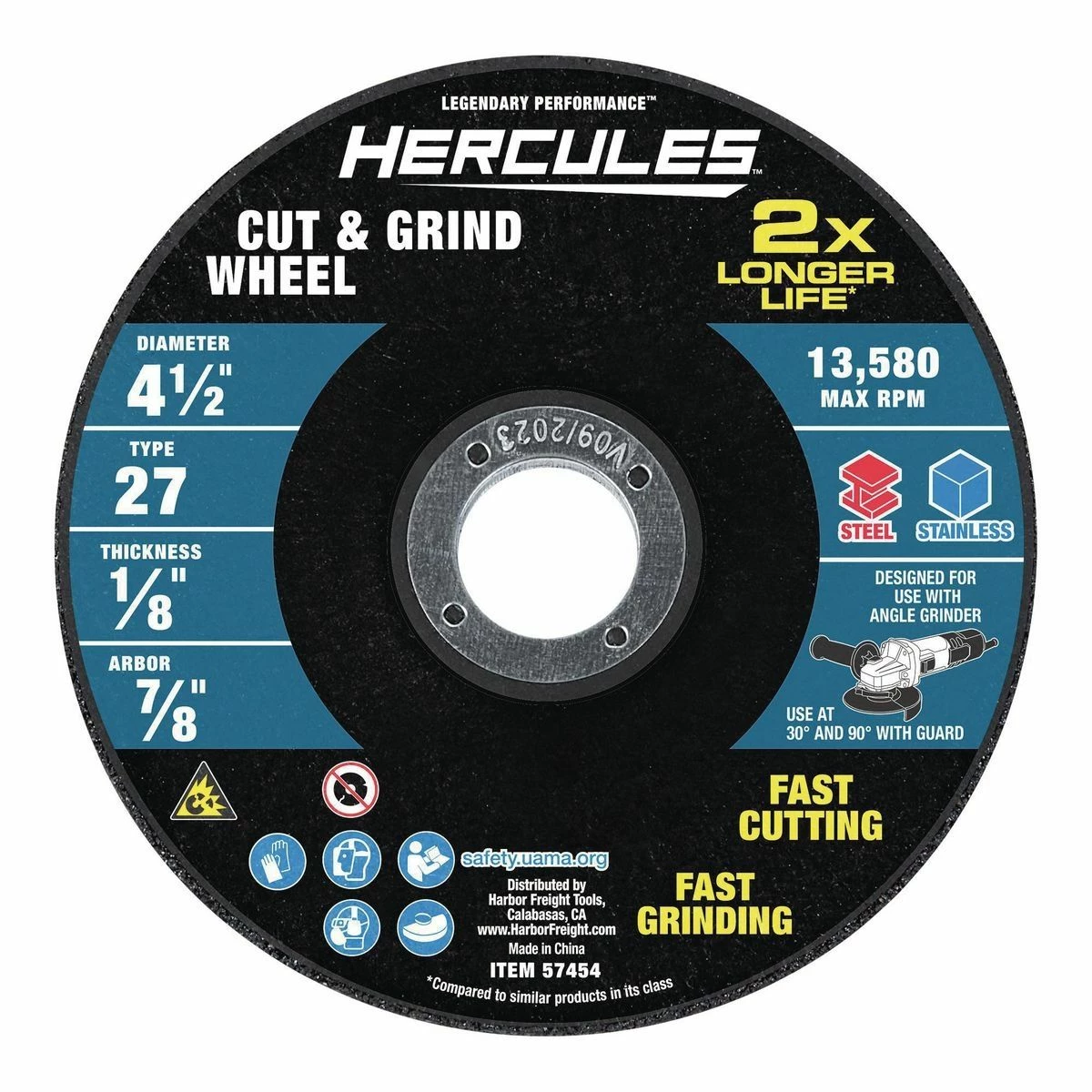 Wholesale π HERCULES 4-1/2 in. x 1/8 in. x 7/8 in. Type 27 Cut and Grind Wheel β 3 Wholesale π HERCULES 4-1/2 in. x 1/8 in. x 7/8 in. Type 27 Cut and Grind Wheel β
