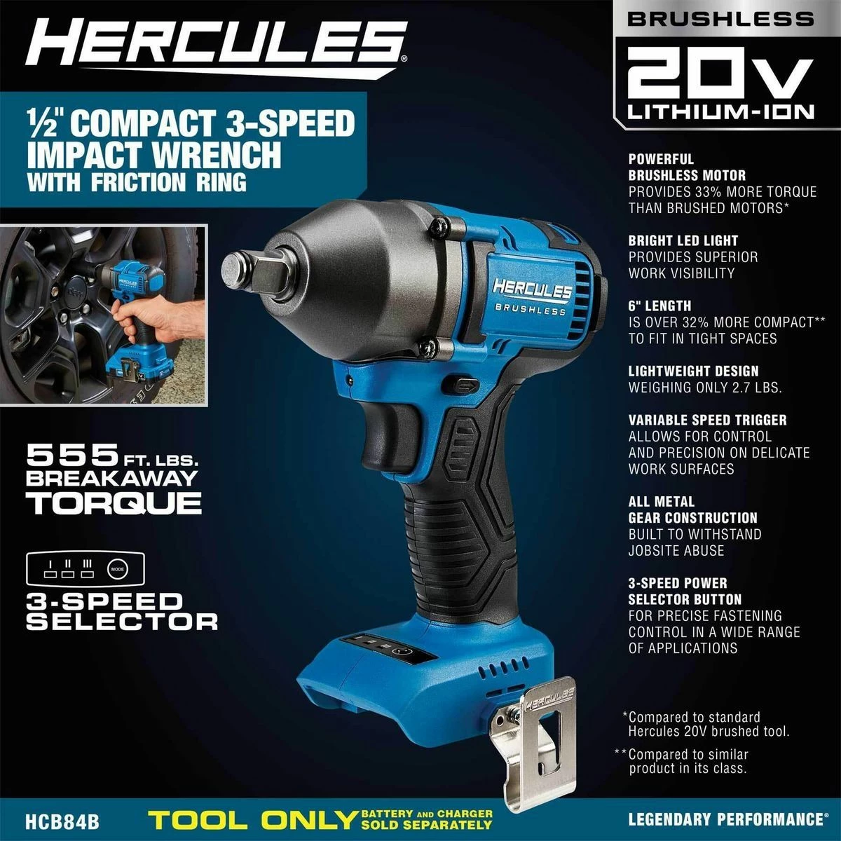 Flash Sale 😀 HERCULES 20V Brushless Cordless 1/2 in. Compact 3-Speed Impact 🔧 Wrench – Tool Only 🔥 6 Flash Sale 😀 HERCULES 20V Brushless Cordless 1/2 in. Compact 3-Speed Impact 🔧 Wrench – Tool Only 🔥 - Image 4