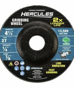 Outlet ❤️ HERCULES 4-1/2 in. x 1/4 in. x 7/8 in. Type 27 Masonry Grinding Wheel ✨ -Hercules Store 57581 W3