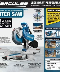 Outlet 💯 HERCULES 12 in. Dual-Bevel Compound Miter Saw with Precision LED Shadow Guide ✨ -Hercules Store 57675 W2SS 1