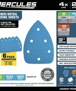 Outlet 🤩 HERCULES 80/100/120 Grit Hook and Loop Corner/Detail Sanding Sheets, 6 Pk. ✔️ 10 Outlet 🤩 HERCULES 80/100/120 Grit Hook and Loop Corner/Detail Sanding Sheets, 6 Pk. ✔️ -Hercules Store 58176 W2SS