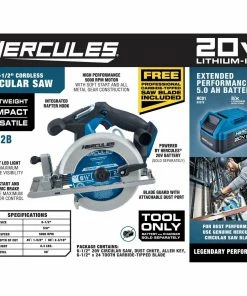 Flash Sale ⌛ HERCULES 20V Cordless 6-1/2 in. Circular Saw - Tool Only 🎁 -Hercules Store 64984 W2SS